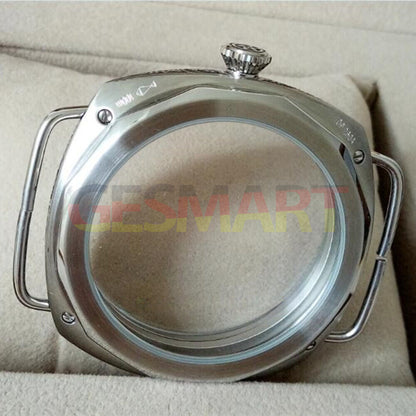 47mm 316L stainless steel carved watch case with crystals, compatible with Seagull ST3600 and ETA6497 movements.