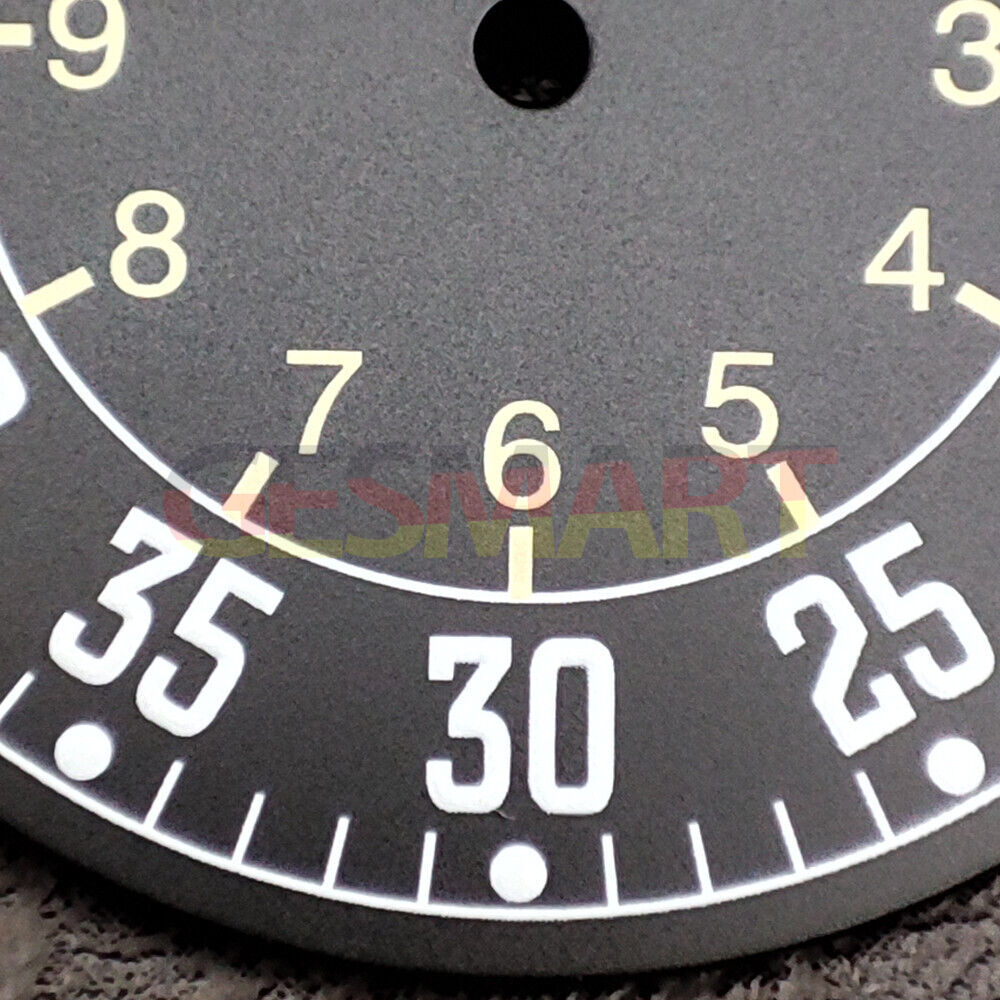 33.8mm green luminous pilot watch dial for NH35 movement, perfect for accurate watch repairs.