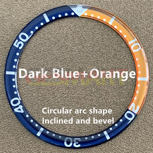 Orange and blue circular arc bevel aluminum bezel insert, 39mm/32.2mm, for watch customization