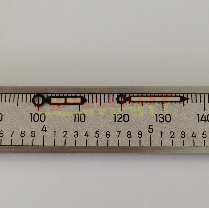 Black trim luminous green watch hands by Seagull for ST3600/ST3621/ETA6497/6498 movements, enhancing readability.