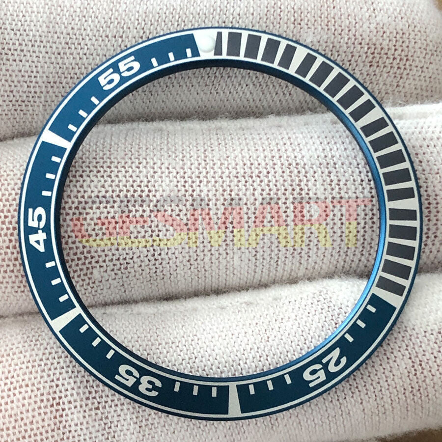 Black Radian 39.9mm blue bezel insert for aluminium watches, precise fit for watch repairs and customization.