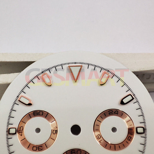 Green lume silver and rose gold lap watch dial for VK63 quartz movement, sleek design