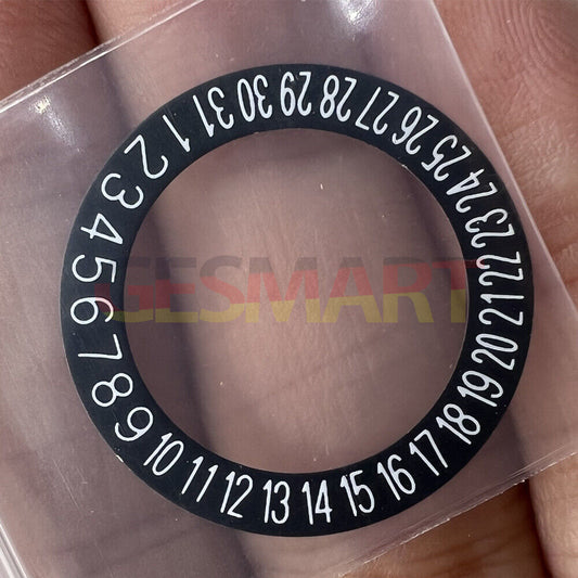 Date wheel overlay with white font on black background for NH35 NH36 movement, date at 6 o?clock, enhancing Seiko watch accessories.