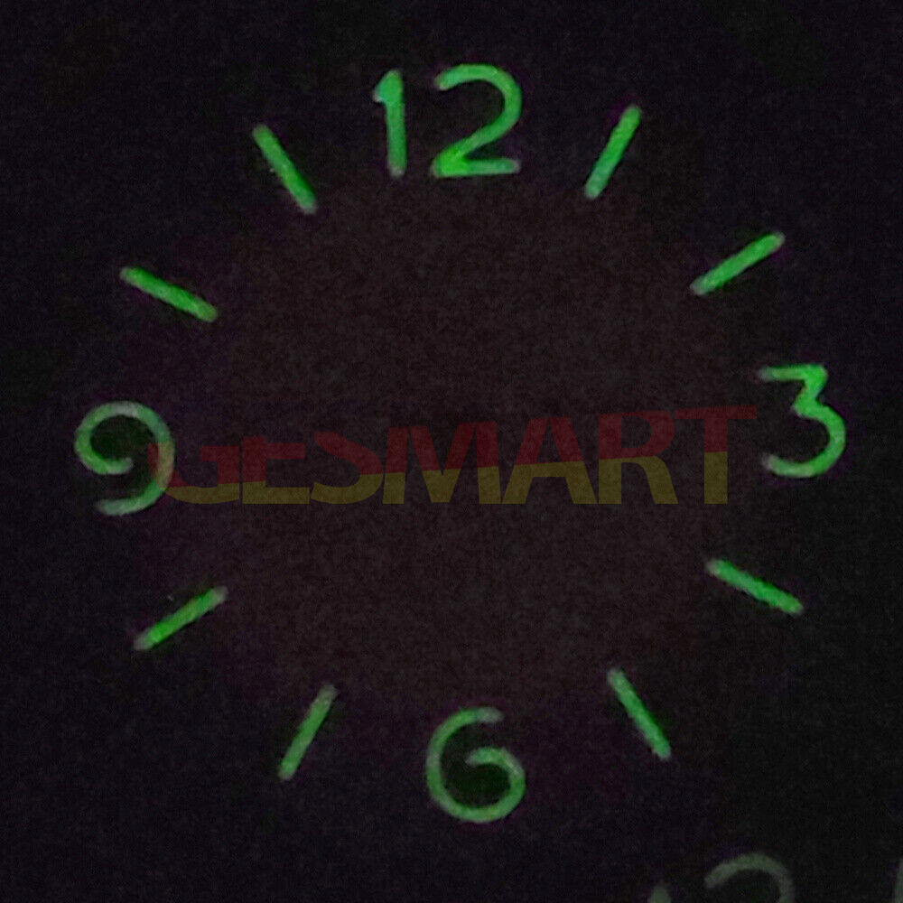 Green luminous black watch dial by ST3600, compatible with ETA6497/6498 movements for precise repairs.