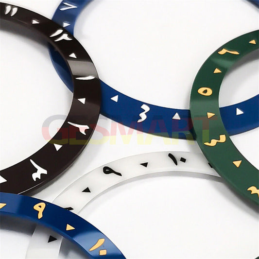 38mm ceramic watch bezel with Arabic numerals 1-12, inclined design for 40mm SUB case.