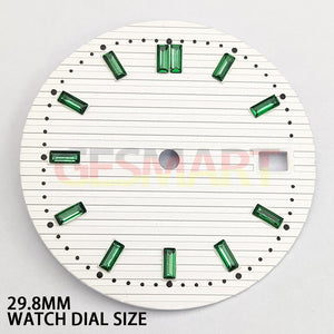 29.8mm Green Imitation Gemstone Nail White Watch Dial for NH35 Movement