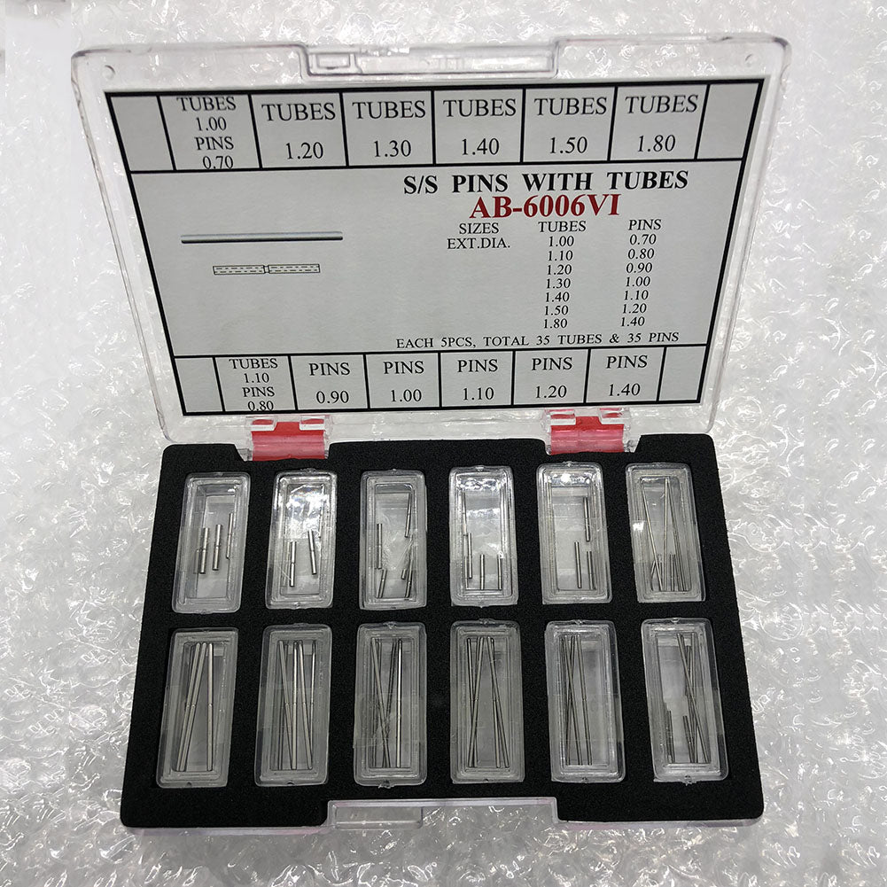 AB-6006VI stainless steel watch band pins with tubes, 60PCS/box for durable band repairs