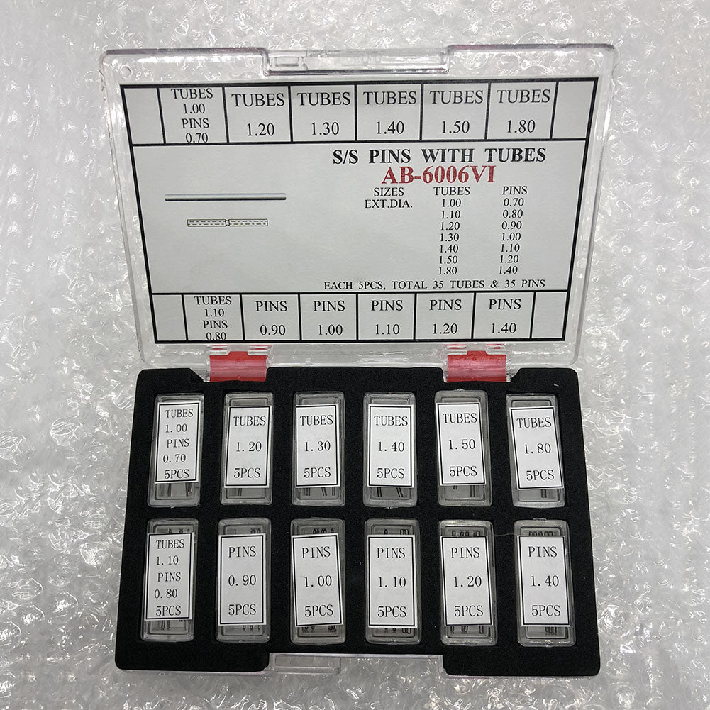 AB-6006VI stainless steel watch band pins with tubes, durable 60PCS repair kit for secure watch band replacement