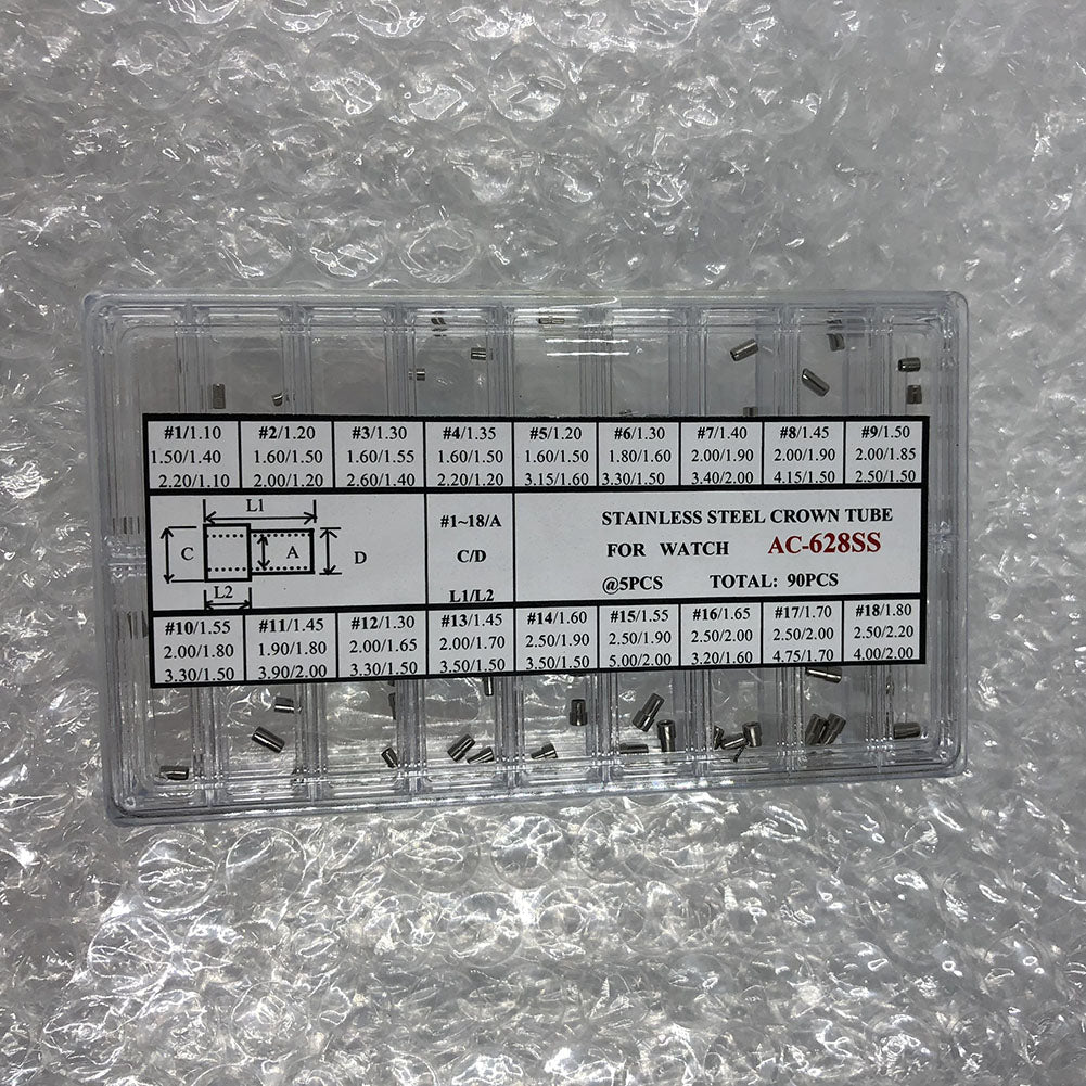 Classical stainless steel chronograph button set, 26PCS for watch repair and customization.