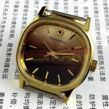 Montre mécanique manuelle Shanghai Golden Nail, boîtier carré, cadran marron dégradé