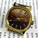 Shanghai Manual Mechanical Watch Golden Nail Square Case Gradient Brown Dial