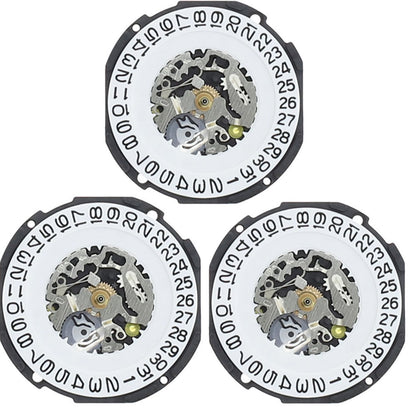 1. Hattori Epson TMI AL32 quartz watch movement with date display at 3/6, Japan made, 3 pieces pack.  