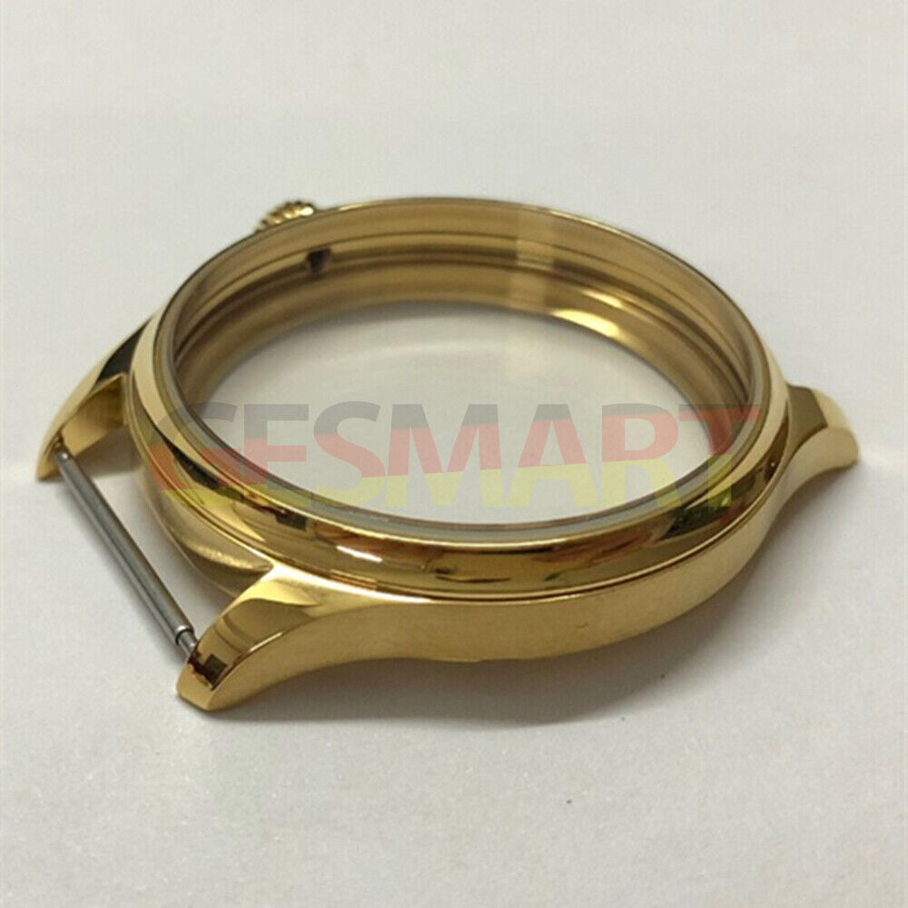 44mm gold 316L stainless steel watch case, fits Seagull ST3600/ST3621 and ETA6497/6498 movements.