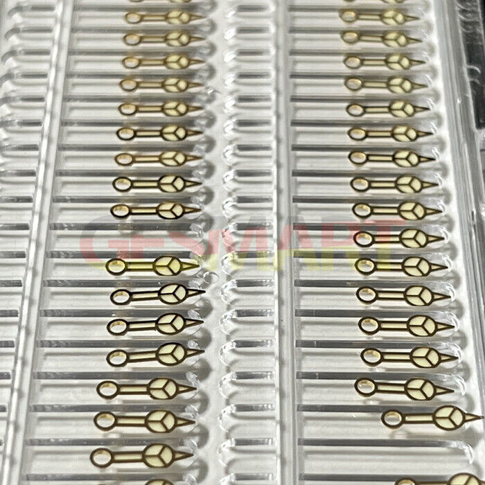 Silver and gold trim C3 Super Lume watch hands for SKX/SBBN, compatible with NH35 NH36 Seiko movements.