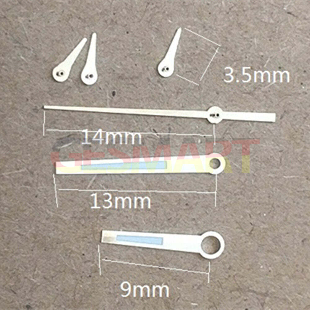 Green lume silver trim 14mm watch hands designed for HZ2350 automatic mechanical movement.