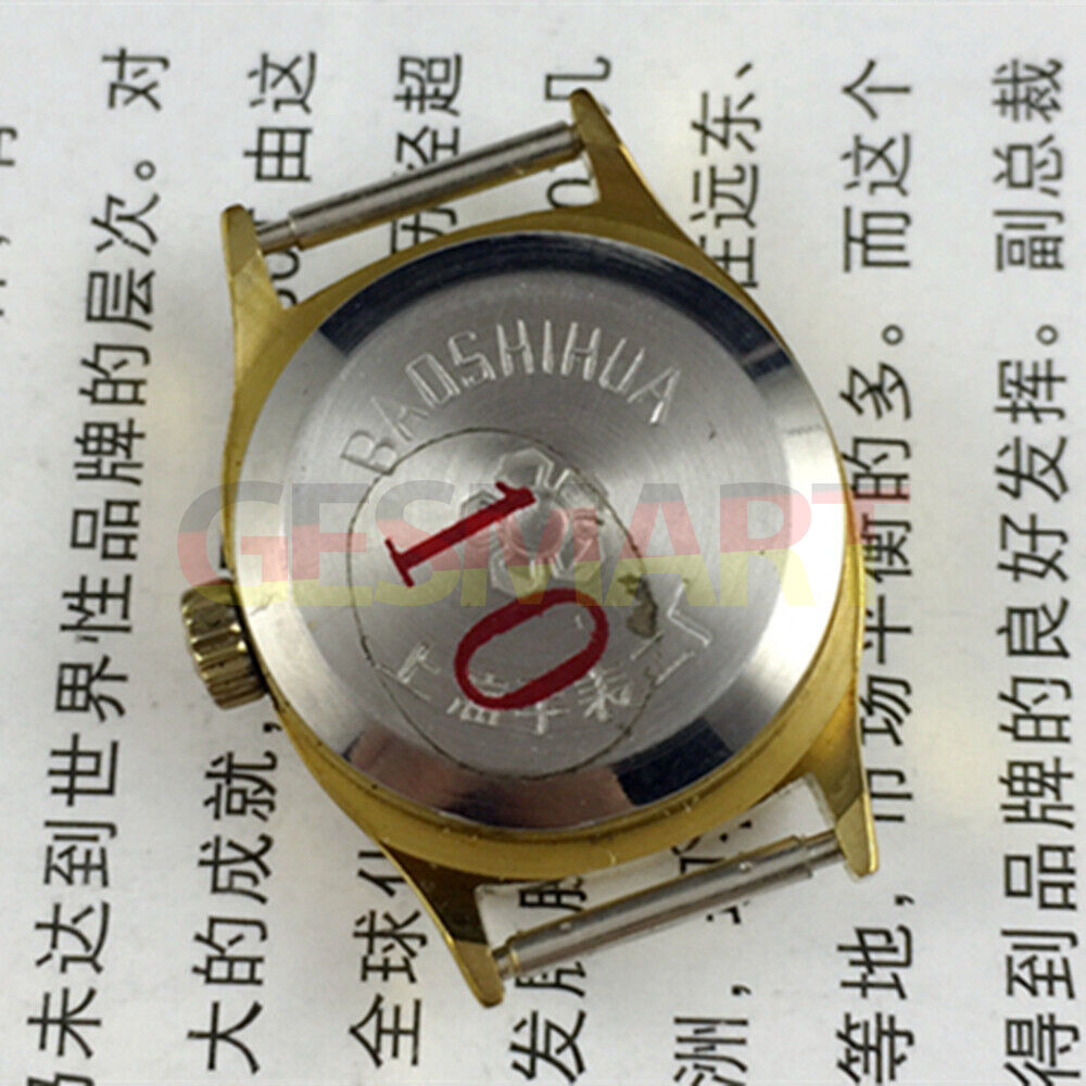 Shanghai brand 23mm manual mechanical lady watch with golden nail markers and gradient brown dial, elegant design for daily wear.