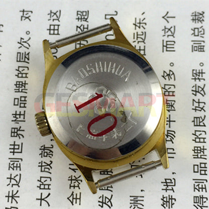 Shanghai brand 23mm manual mechanical lady watch with golden nail markers and gradient brown dial, elegant design for daily wear.