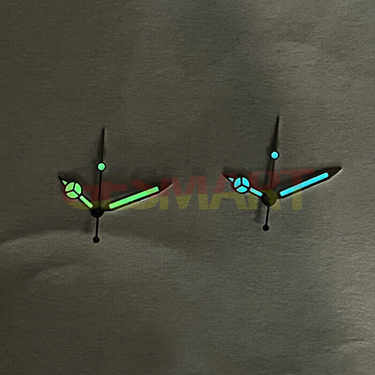 Silver and golden trim C3 Super Lume watch hands for SKX/SBBN with NH35 NH36 movement, Seiko accessory.