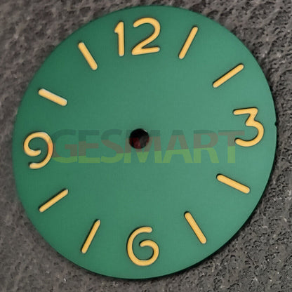 Green luminous watch dial by ST3600 for ETA6497/6498 movement, ideal for precise watchmaking.