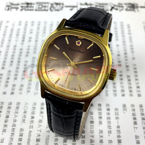 34mm Shanghai Manual Mechanical Watch Golden Nail Brown Dial Square Case 17 Jews