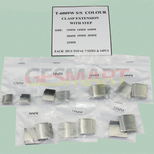 Seven sizes solid 316 stainless steel watch buckle extensions, 14pcs set for a perfect fit.