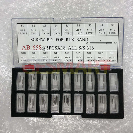 AB-658 Set mit 90 Stück Schraubentyp Uhrenarmband Band Link Pin Gewinde für