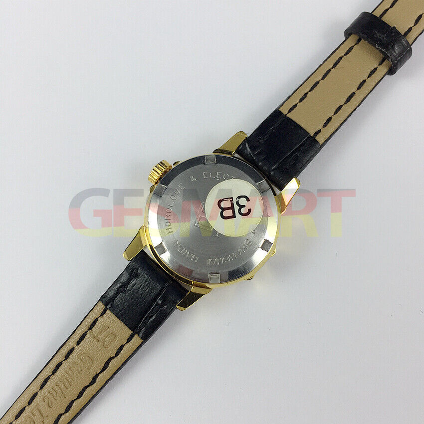 24mm HAIDA mechanical lady watch with oval gold case and sparkling imitation diamond accents, elegant style accessory.