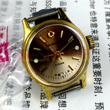 Shanghai Manual Mechanical Lady Watch Golden Nail Gradient Brown Dial 3 Hands