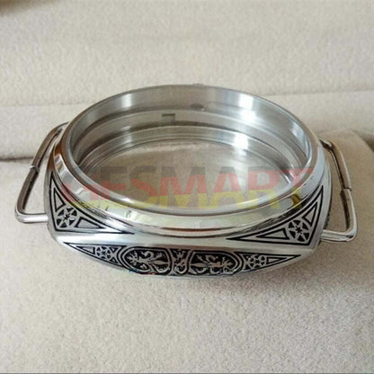 47mm 316L stainless steel carved watch case with crystals, compatible with Seagull ST3600 and ETA6497 movements.