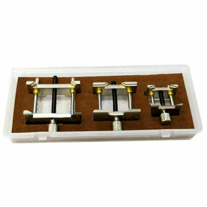 Adjustable 3pcs metal watch movement case holders for precise watchmaker repairs