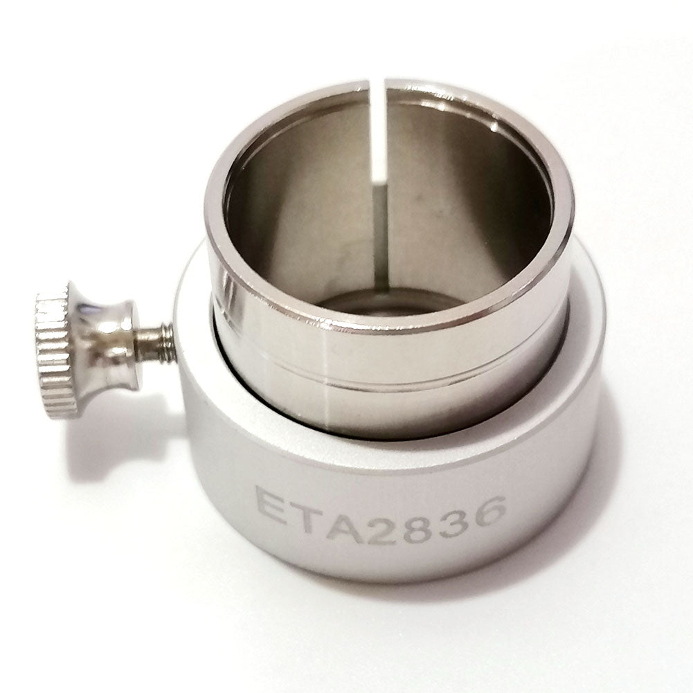 Reversible watch movement holder with knob, compatible with ETA 2671/2824/2836/2892/2000/7750 models.