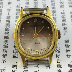 23mm Shanghai Manual Mechanical Lady Watch Golden Nail Gradient Brown Dial