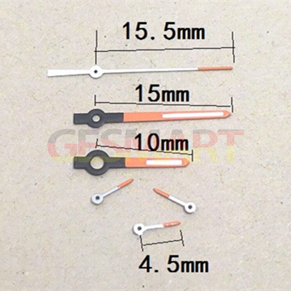 Lume orange-trimmed 15.5mm watch hands by HZ for HZ2350 automatic mechanical movement.