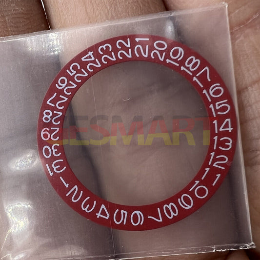 Red background date wheel with white font, compatible with Miyota NH35 NH36 watches.