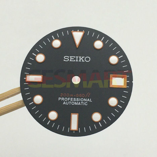 28.5mm Watch Dial Luminous NH35 Movement Watch Parts Replacement Orange/White