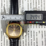 34mm Shanghai Manual Mechanical Watch Golden Nail Brown Dial Square Case 17 Jews