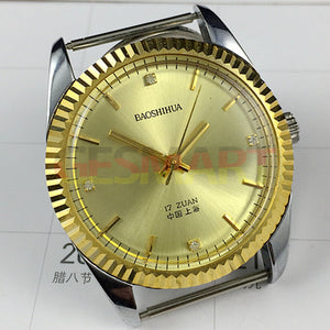 37mm Shanghai Manual Mechanical Watch Golden Nail Round Golden Case Golden Dial