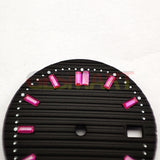 29.8mm Pink Imitation Gemstone Nail Black Watch Dial for NH35 Movement