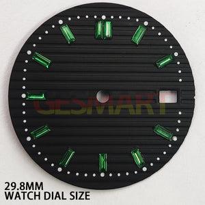 29.8mm Green Imitation Gemstone Nail Black Watch Dial for NH35 Movement