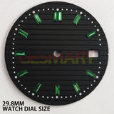 29.8mm Green Imitation Gemstone Nail Black Watch Dial for NH35 Movement