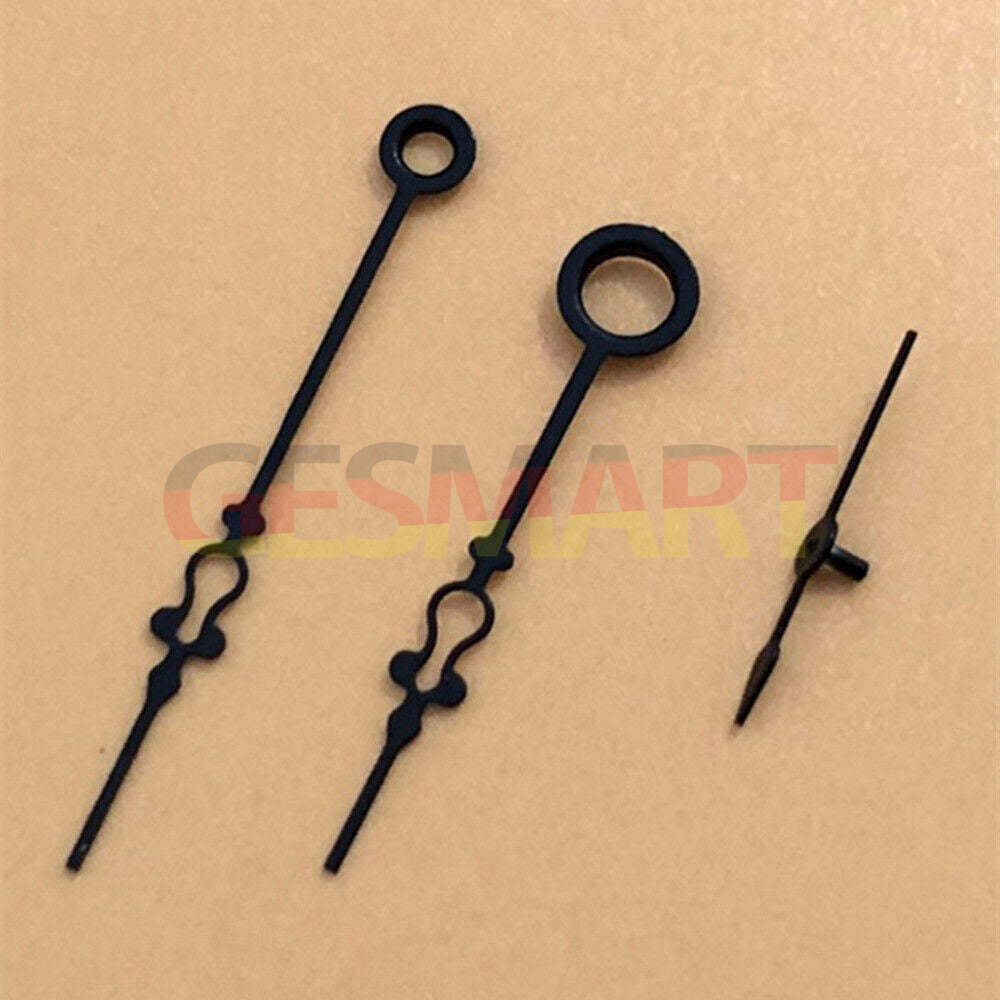 Small black floral watch hands for Seagull ST3600 movement, precise design for elegant timepieces.