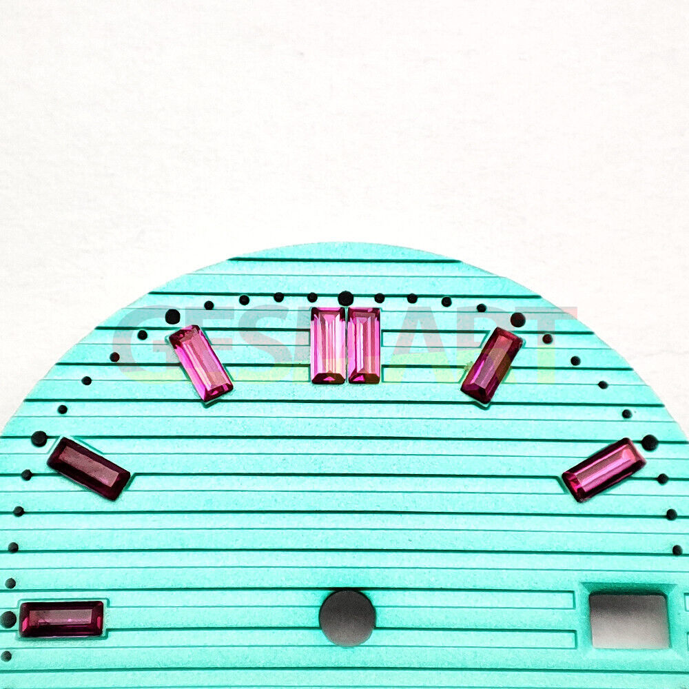 29.8mm light green watch dial with pink imitation gemstone for NH35 movement accessories.