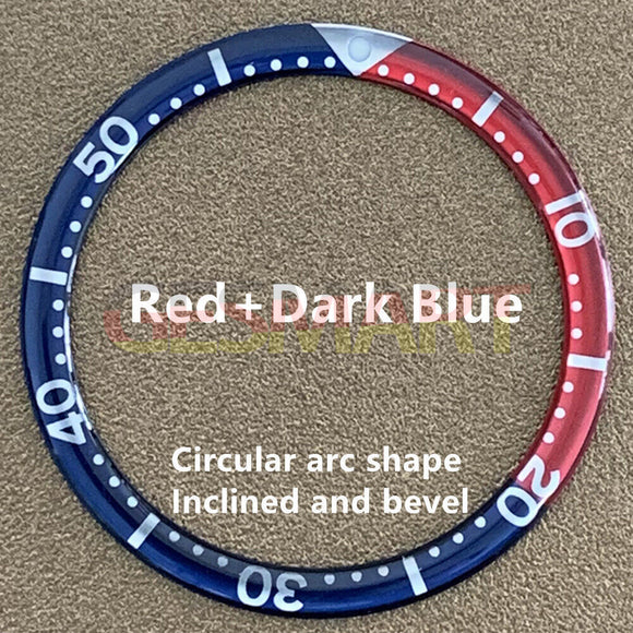 39mm/32.2mm Red Dark Blue Circular Arc Bevel Aluminium Watch Bezel Insert Watch