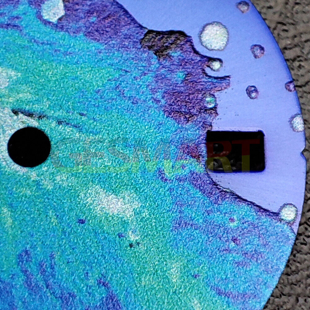 No lume blue watch dial with leaf pattern for NH35 movement, elegant design accessories collection.