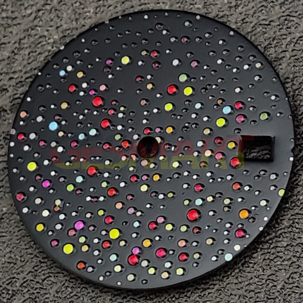 Black gemstone effect watch dial designed for NH35 movement, perfect for watch repairs and customizations.