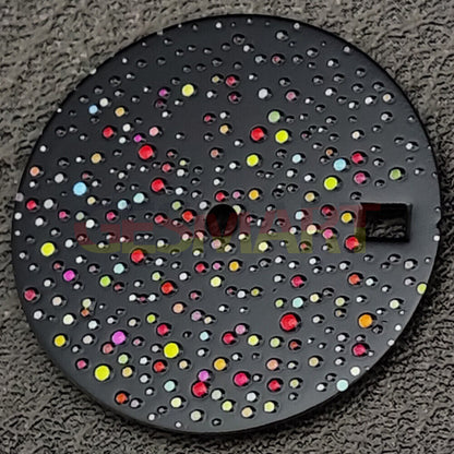 Black gemstone effect watch dial designed for NH35 movement, perfect for watch repairs and customizations.