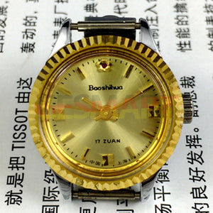 24mm Shanghai Manual Mechanical Lady Watch Golden Nail Round Golden Case 3 Hands