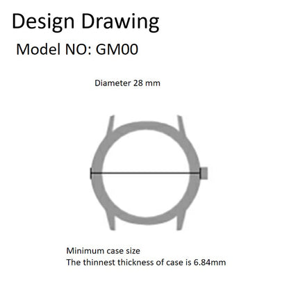 Miyota GM00 Japan Quartz watch movement with English date display, reliable precision by Miyota brand.