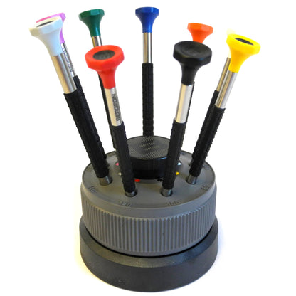 Bergeon 6899-S09 stainless steel screwdriver set ideal for precise watch repairs and adjustments.