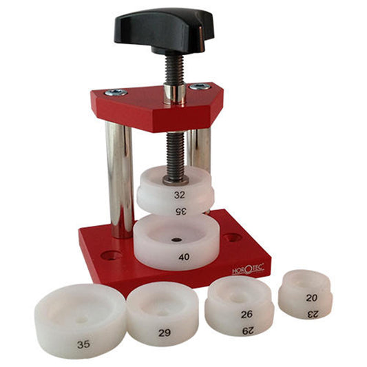 Horotec MSA07.110 watch case back closing press tool for secure and precise watch repair.